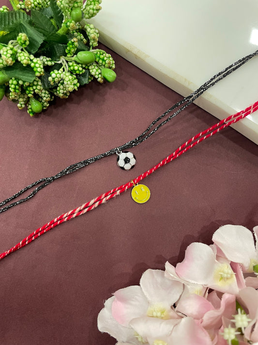 (Set of 2) Smiley Football Charm Rakhi Lumba