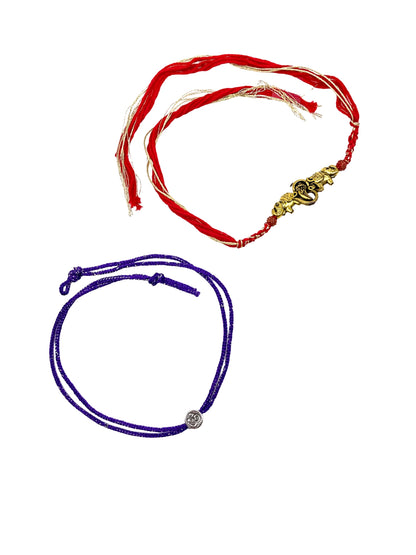 (Set of 2) Ganesh Om Swastik Rakhi Bracelet For Bhai Bro