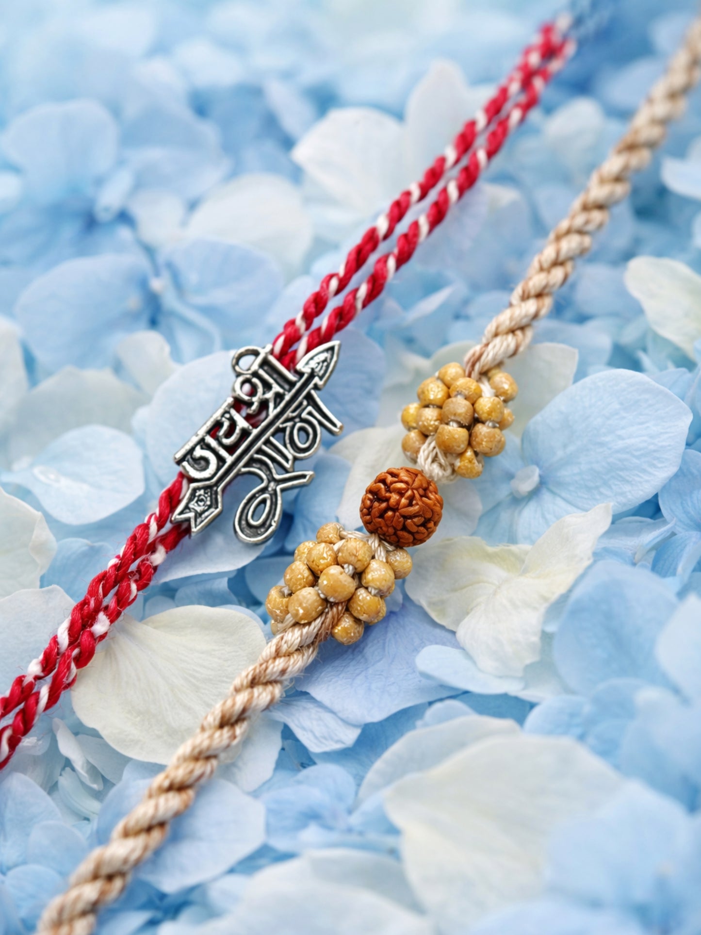 (Set of 2) Shree Ram Rudraksha Rakhi Bracelet Bro Gift