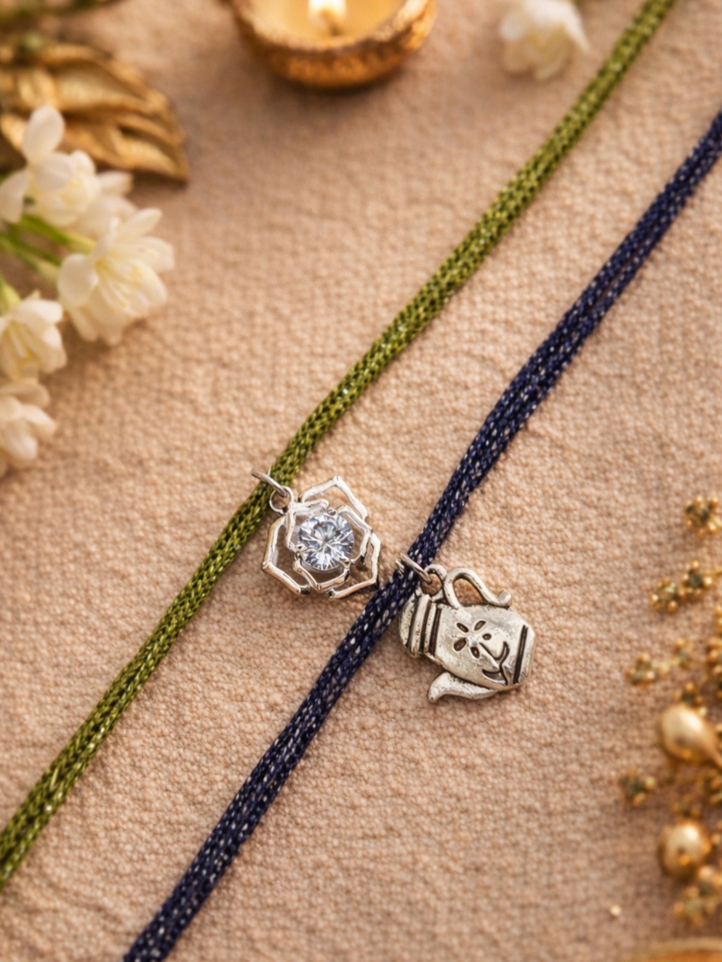 (Set of 2) Flower Kettle Lumba Rakhi Bhaiya Bhabhi