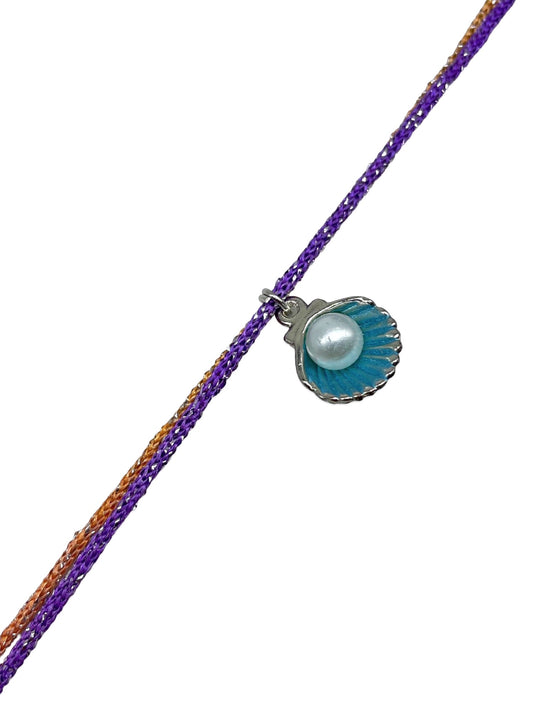 Sky Blue Shell With Pearl Charm Rakhi Lumba