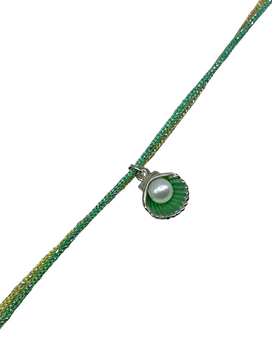 Green Shell With Pearl Charm Rakhi Lumba