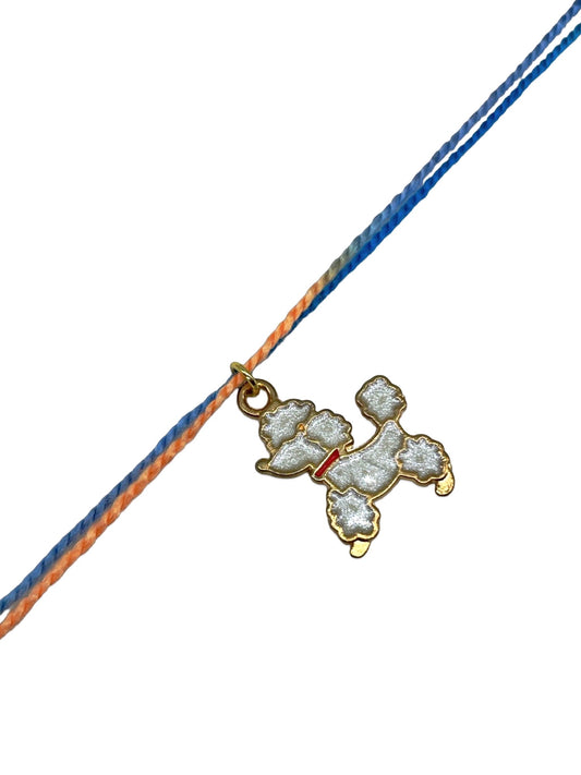 White Enamel Pet Dog Charm Rakhi Lumba