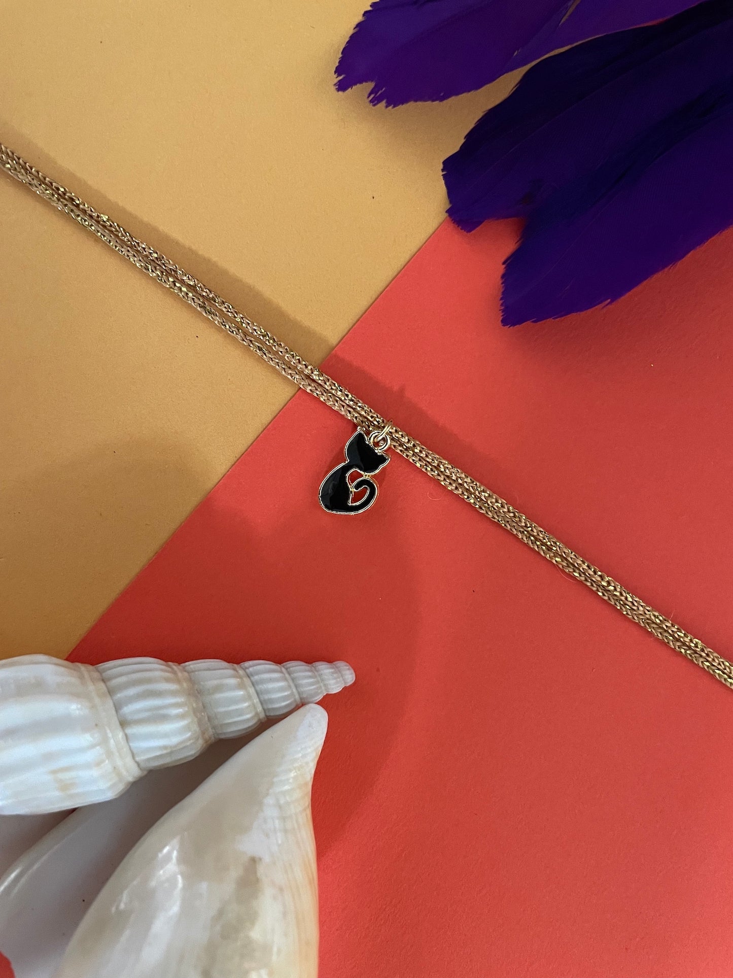 Enamel Black Cat Charm Rakhi Lumba