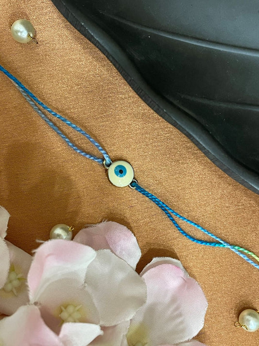 White Evil Eye Charm Rakhi Lumba