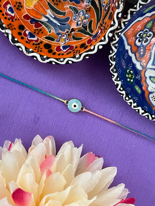 Sky Blue Evil Eye Charm Rakhi Lumba