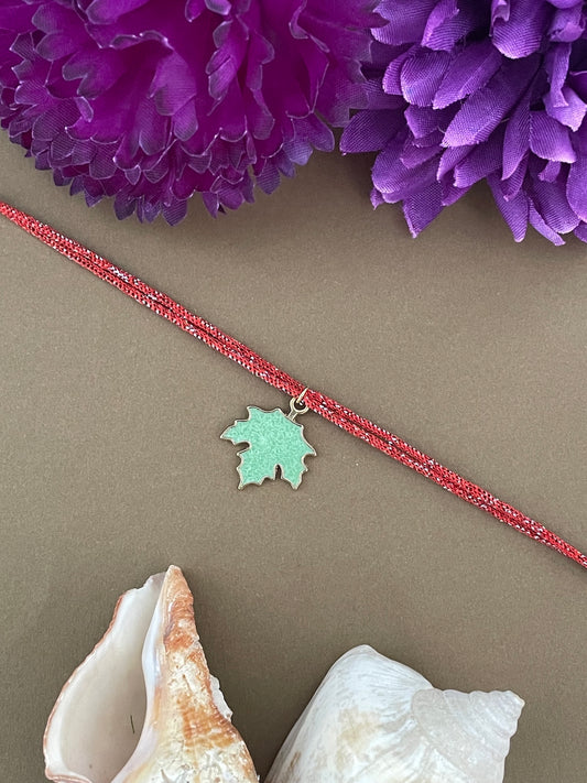 Green Maple Leaf Charm Rakhi Lumba