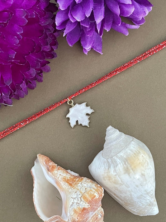 White Maple Leaf Charm Rakhi Lumba