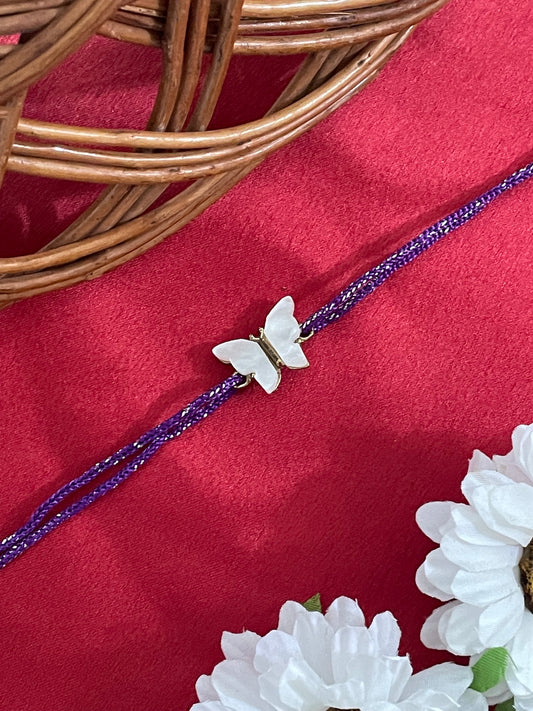 Mini White Butterfly Charm Rakhi Lumba