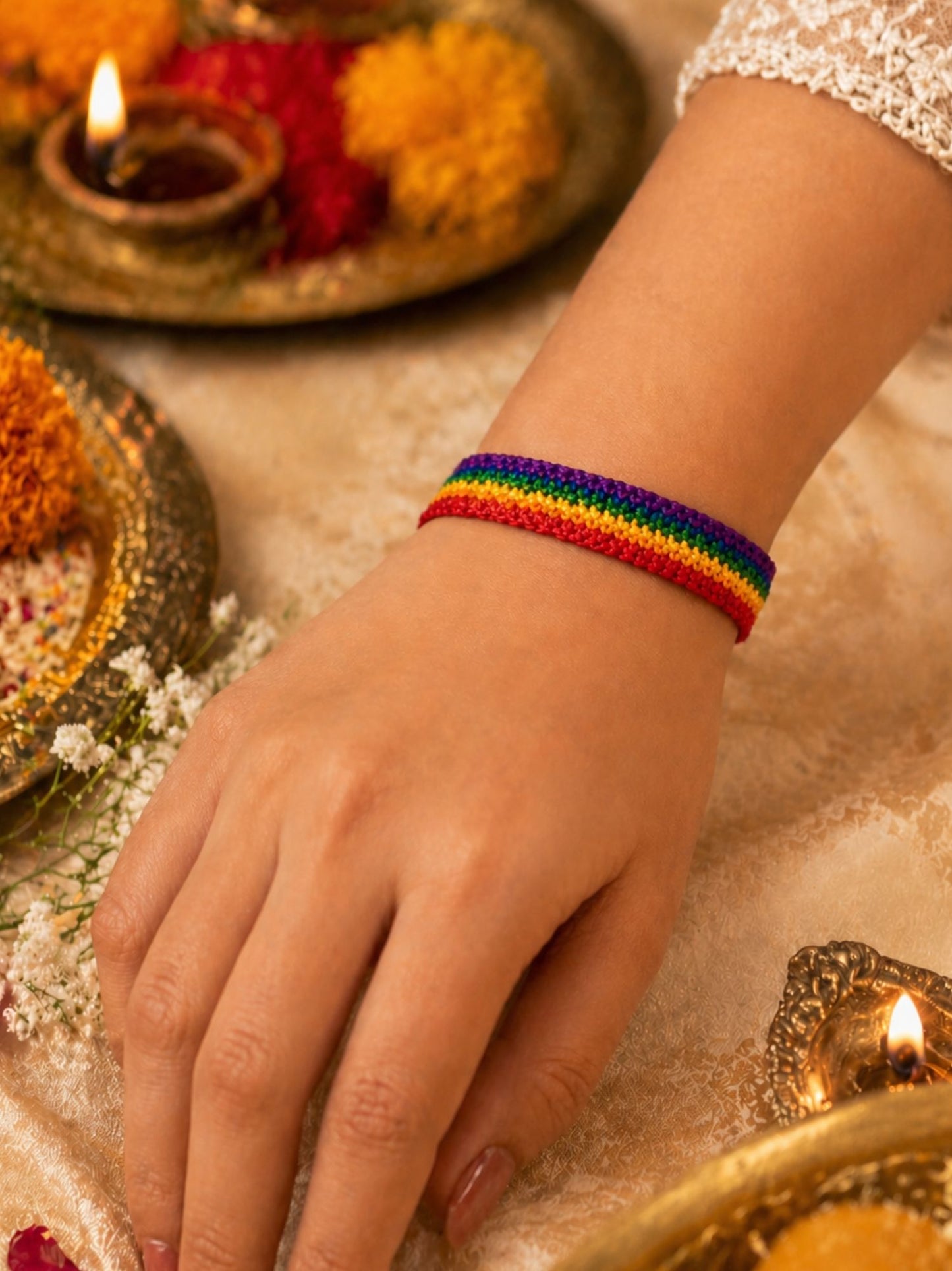 (Set of 2) Rainbow Butterfly Bracelet Rakhi For Bhai Bro