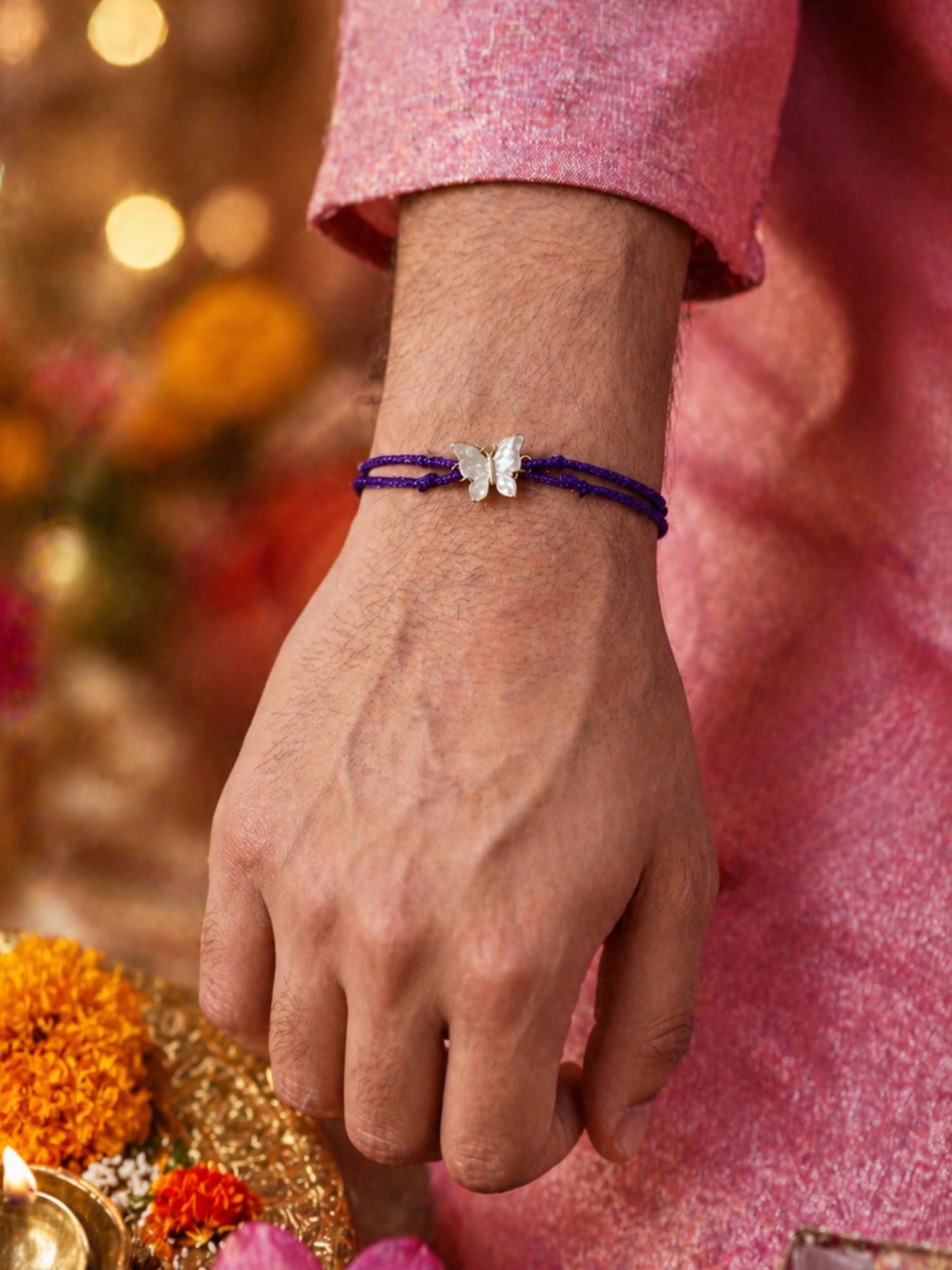(Set of 2) Rainbow Butterfly Bracelet Rakhi For Bhai Bro