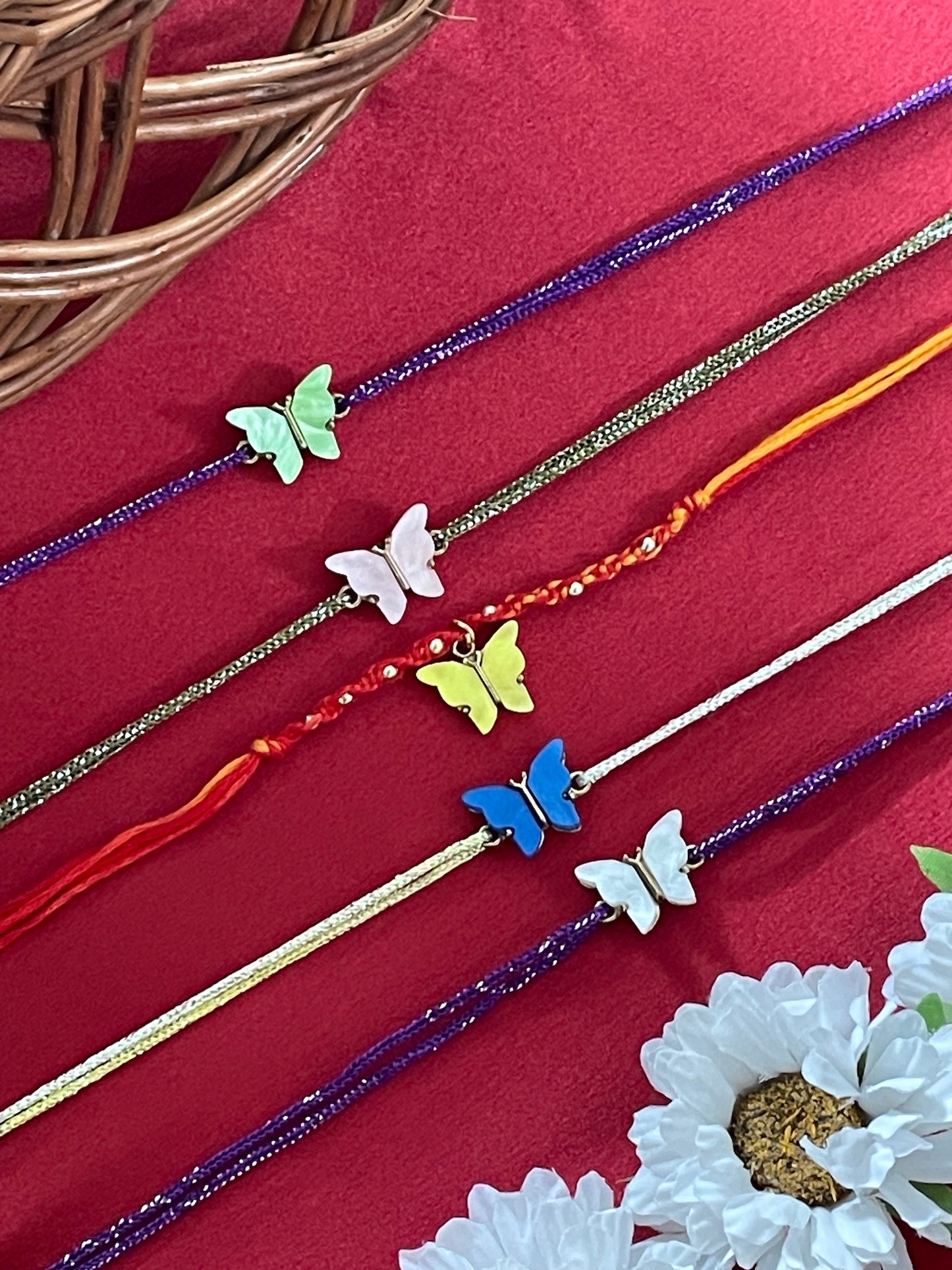 (Set of 5) Butterfly Charms Rakhi Lumba