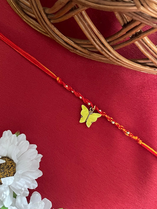 Mini Yellow Butterfly Charm Rakhi Lumba