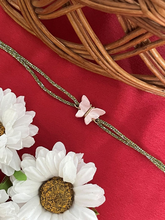 Mini Pink Butterfly Charm Rakhi Lumba