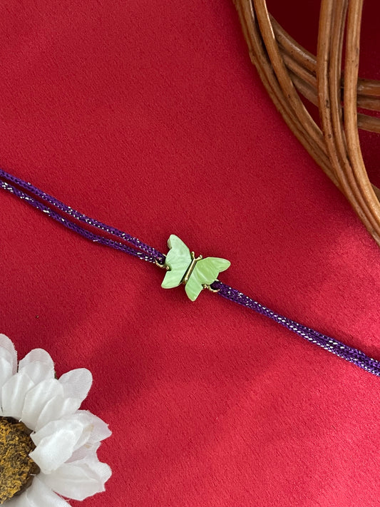 Mini Green Butterfly Charm Rakhi Lumba
