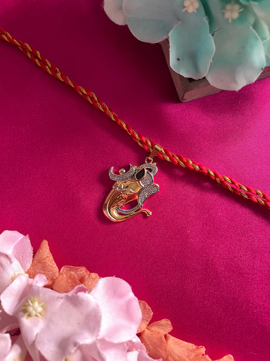 Gold-Silver Ganesha OM Rakhi Lumba