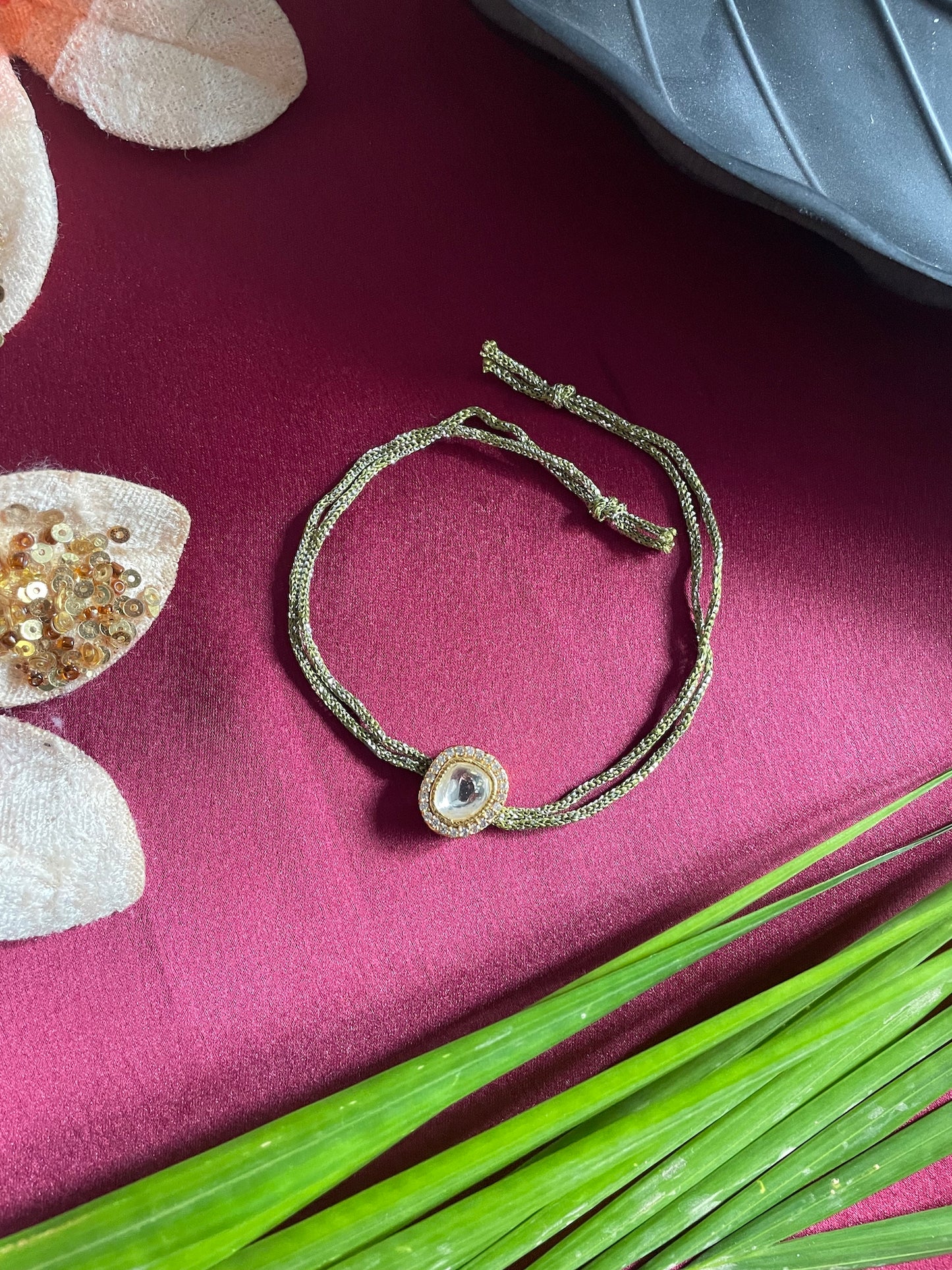 Kundan & AD Yellow Rakhi Lumba