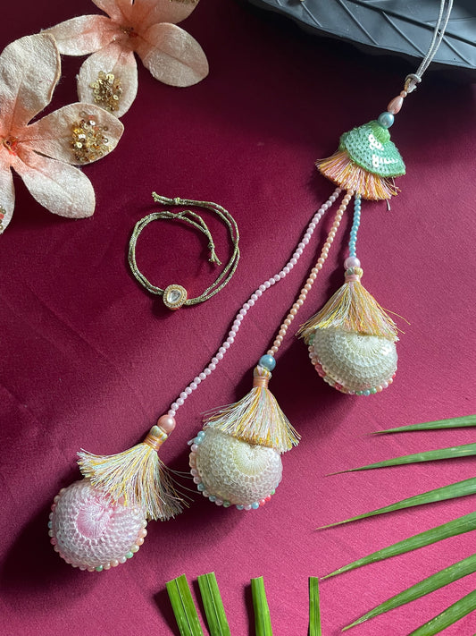(Set of 2) AD Kundan/Tassel Lumba Rakhi