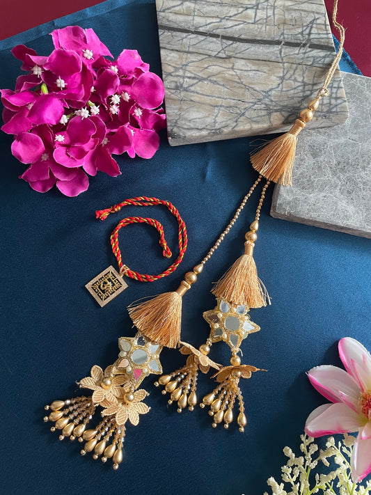 (Set of 2) OM Pendant/Mirror Work Lumba Rakhi
