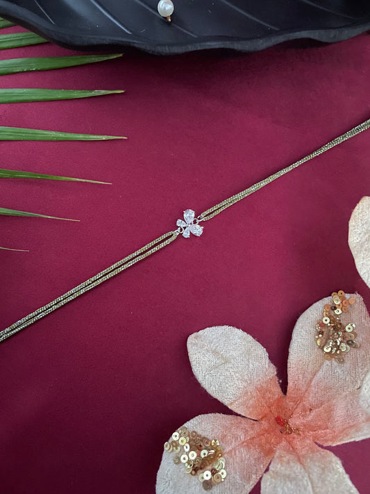 Solitaire AD Flower Rakhi Lumba