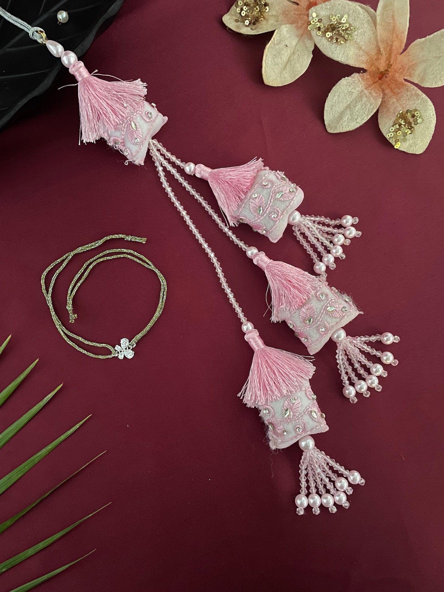 (Set of 2) AD Flower/Tassel Lumba Rakhi