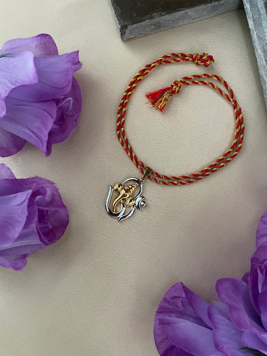 Gold-Silver Ganesha Rakhi Lumba