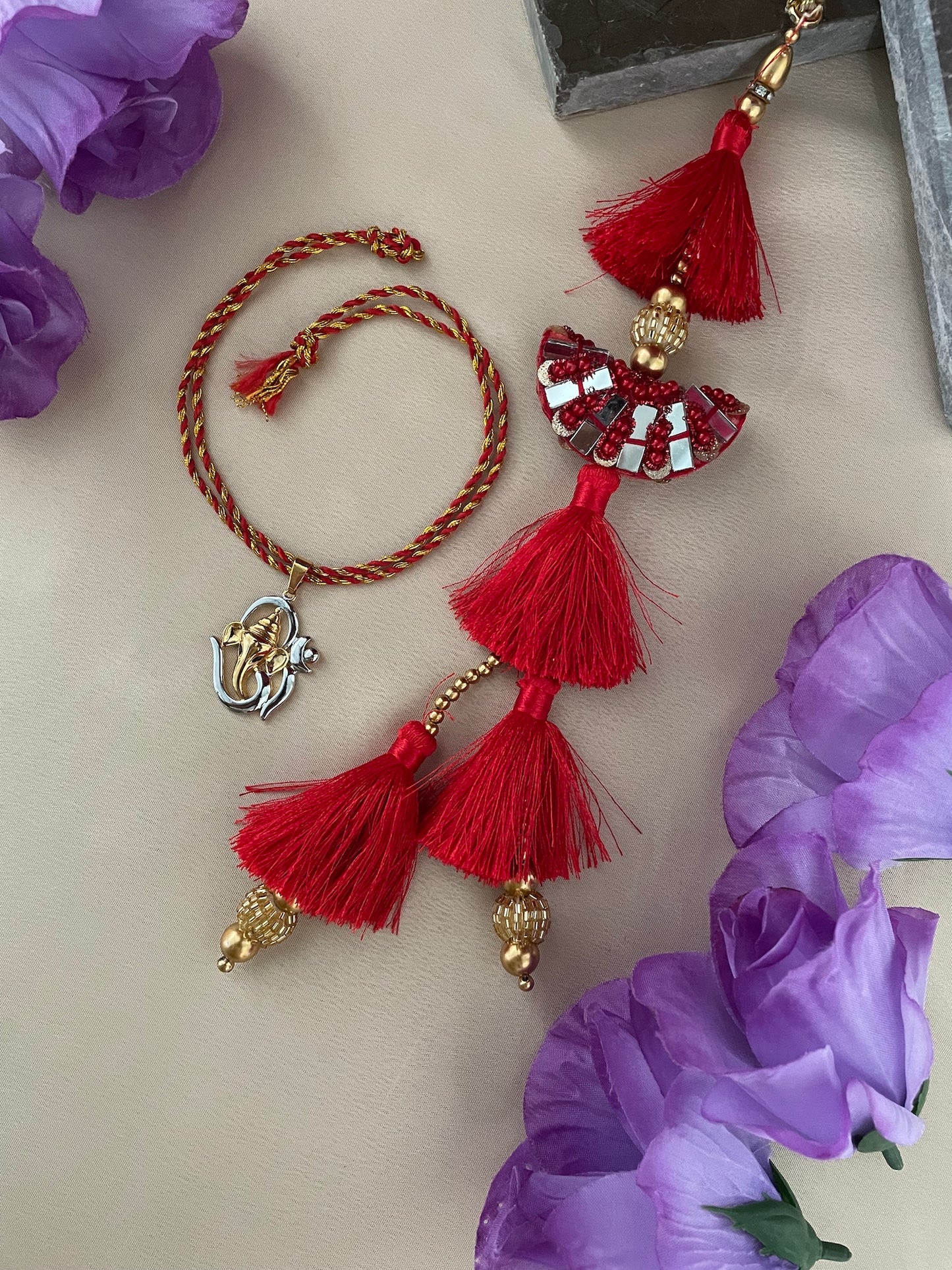 (Set of 2) Ganesha/Tassel Lumba Rakhi