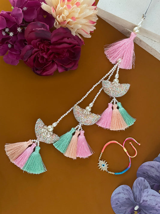 (Set of 2)AD Evil Eye/Tassel Lumba Rakhi