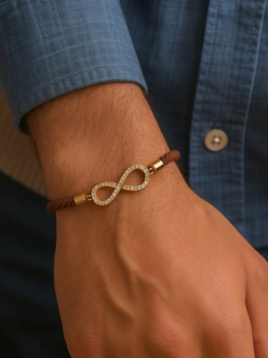 Gold Plated AD Infinity Rakhi Lumba