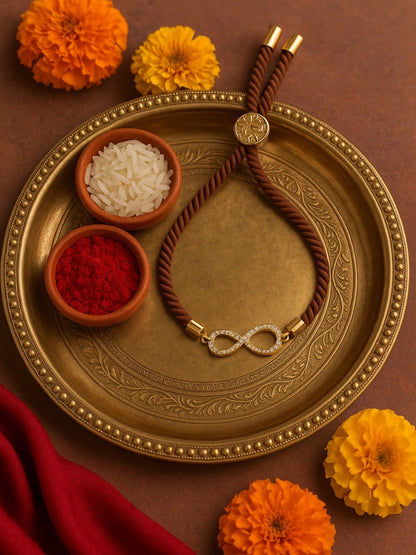 Gold Plated AD Infinity Rakhi Lumba