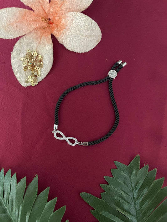 Silver Plated AD Infinity Rakhi Lumba