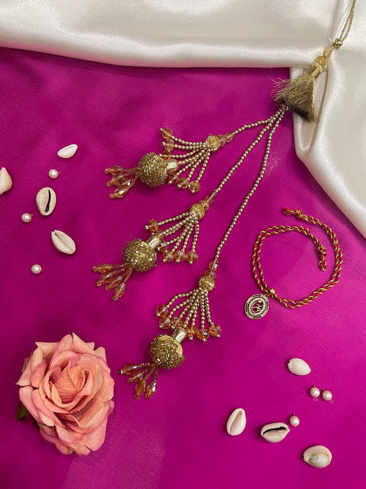 (Set of 2) AD OM OvalTassel Lumba Rakhi
