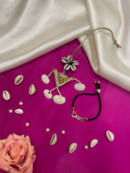 (Set of 2) LOVE Flower//Sea Shell Lumba Rakhi