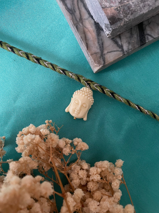 White Buddha Charm Rakhi Lumba