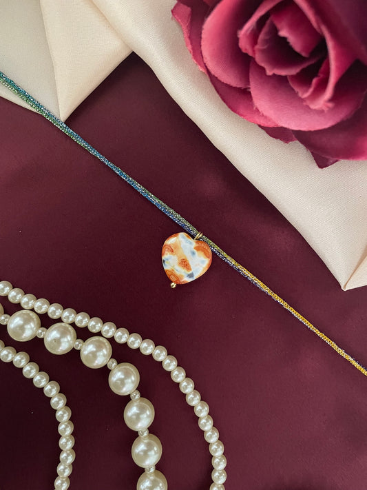 Stone Heart Charm Rakhi Lumba