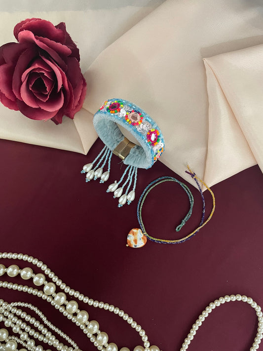 (Set of 2) Heart/Pearl Bangle Lumba Rakhi