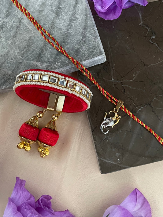 (Set of 2) OM Ganesha/Mirror Bangle Lumba Rakhi