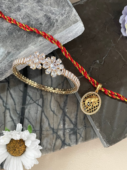 (Set of 2) Ganesha/Flower Bangle Lumba Rakhi