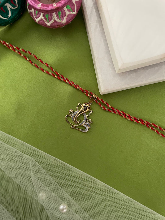 Gold-Silver Plated Ganesha Rakhi Lumba