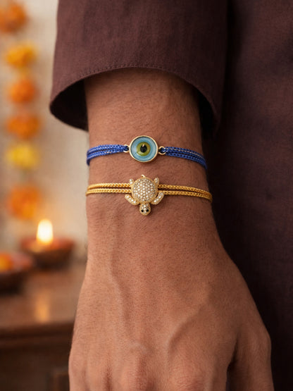 (Set of 2) Turtle Evil Eye Bracelet Rakhi Bhai Bhaiya Bro