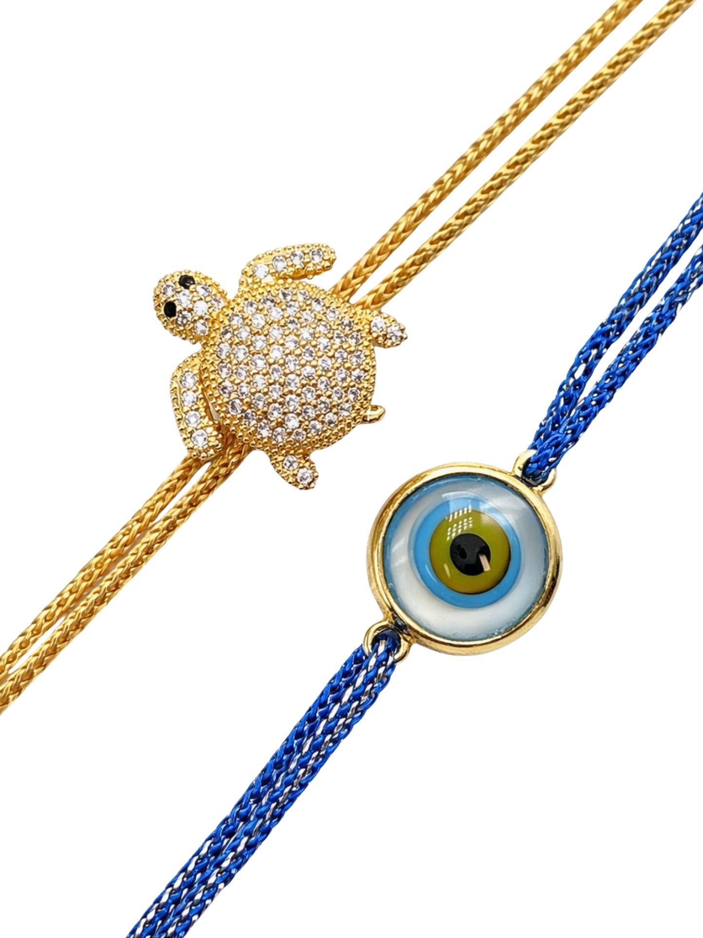 (Set of 2) Turtle Evil Eye Bracelet Rakhi Bhai Bhaiya Bro