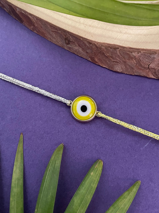 Yellow Evil Eye Charm Rakhi Lumba