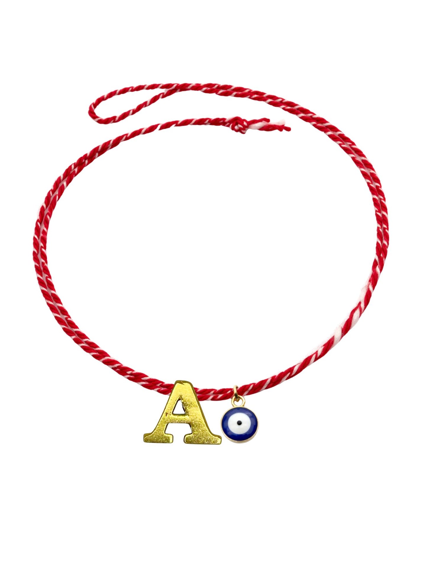 A TO Z Name Initial Letter Rakhi Bracelet With Dark Blue Evil Eye Charm for Bhai Bhaiya