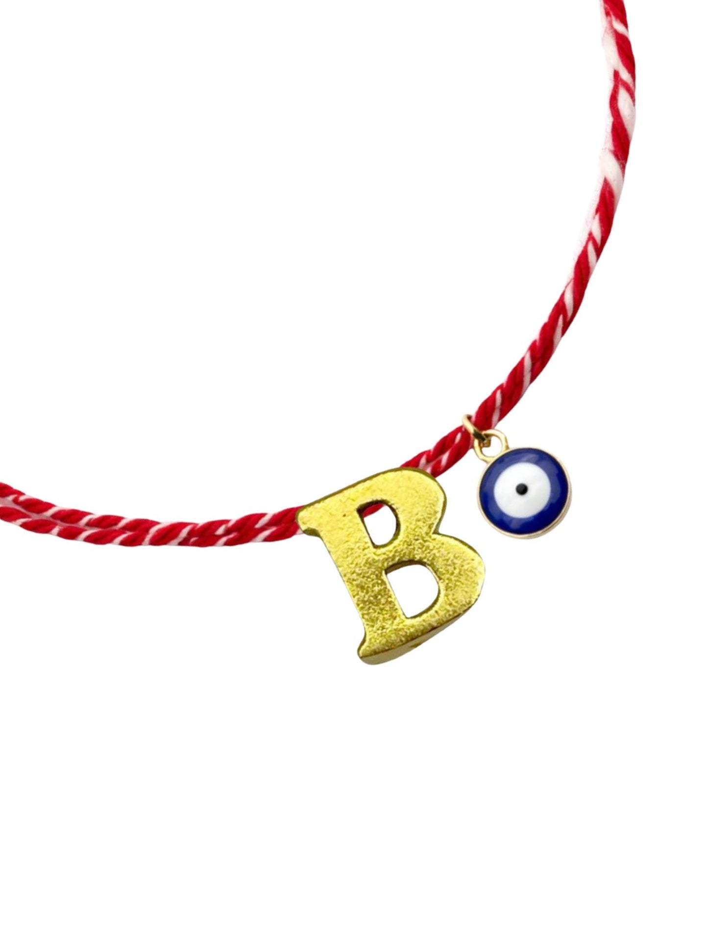 A TO Z Name Initial Letter Rakhi Bracelet With Dark Blue Evil Eye Charm for Bhai Bhaiya