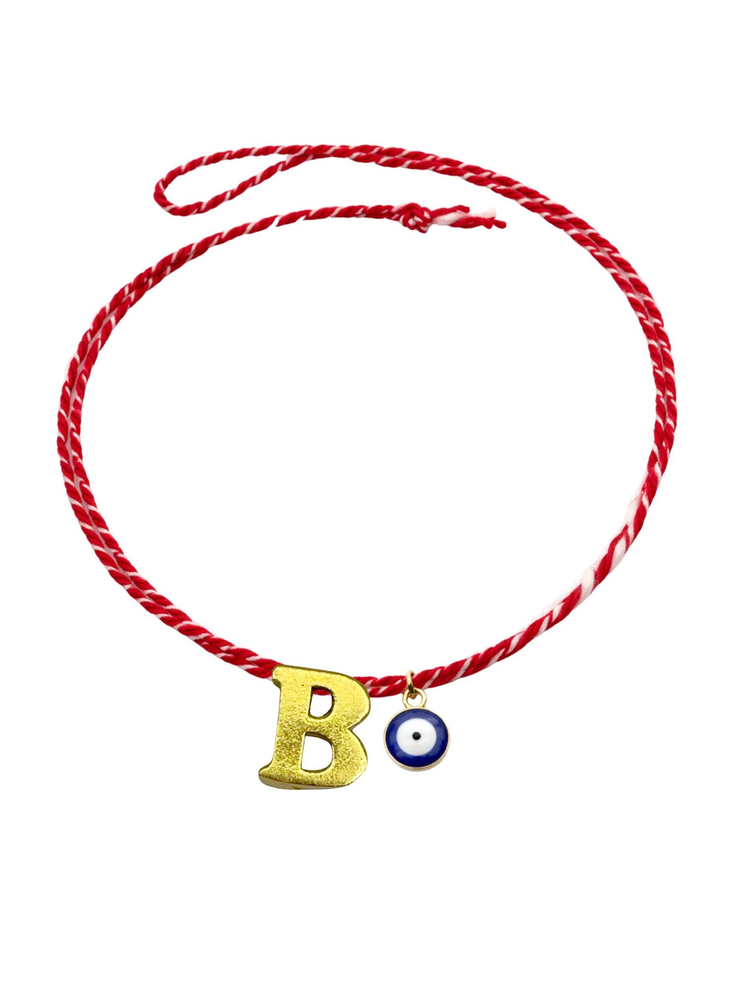 A TO Z Name Initial Letter Rakhi Bracelet With Dark Blue Evil Eye Charm for Bhai Bhaiya