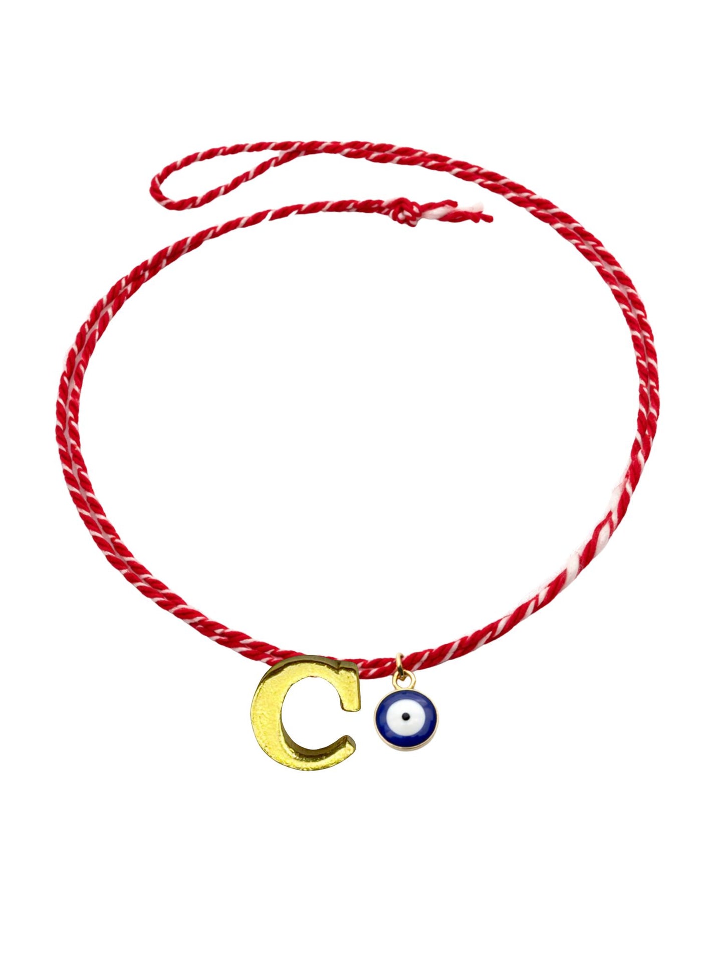 A TO Z Name Initial Letter Rakhi Bracelet With Dark Blue Evil Eye Charm for Bhai Bhaiya