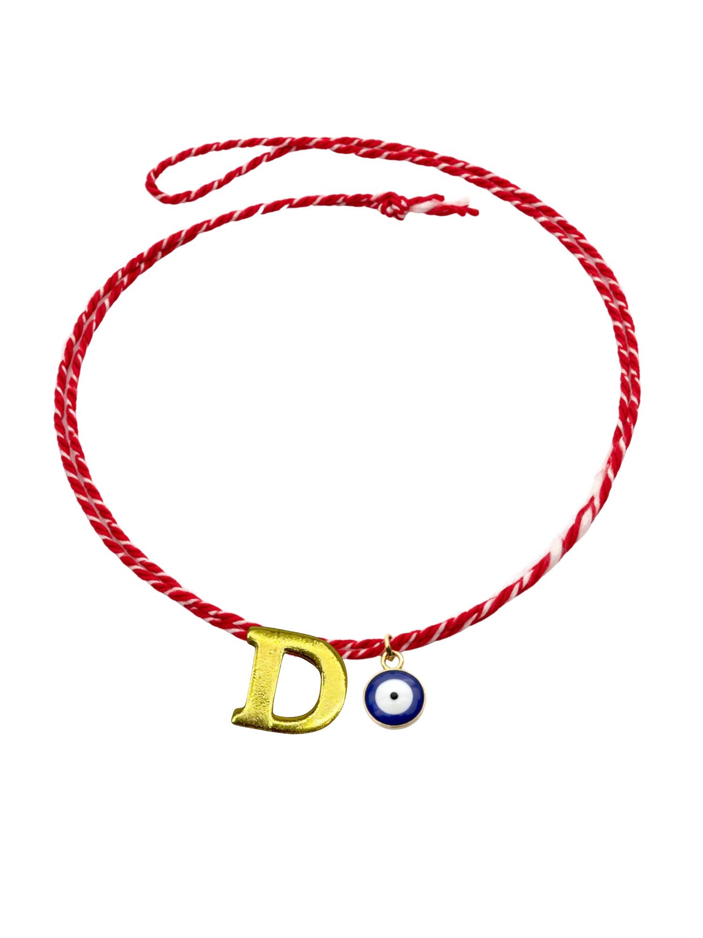 A TO Z Name Initial Letter Rakhi Bracelet With Dark Blue Evil Eye Charm for Bhai Bhaiya