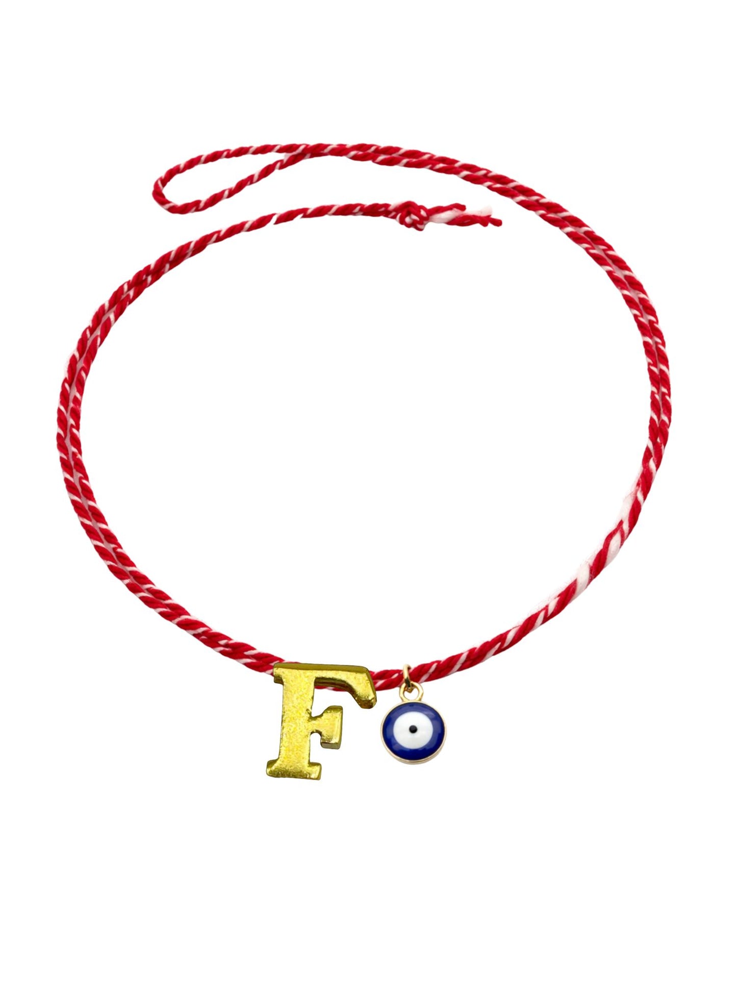 A TO Z Name Initial Letter Rakhi Bracelet With Dark Blue Evil Eye Charm for Bhai Bhaiya