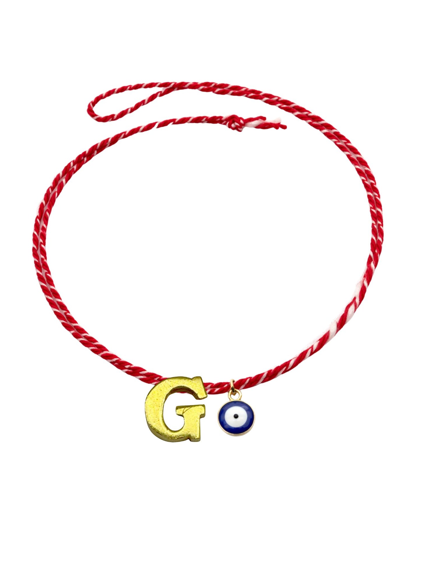 A TO Z Name Initial Letter Rakhi Bracelet With Dark Blue Evil Eye Charm for Bhai Bhaiya