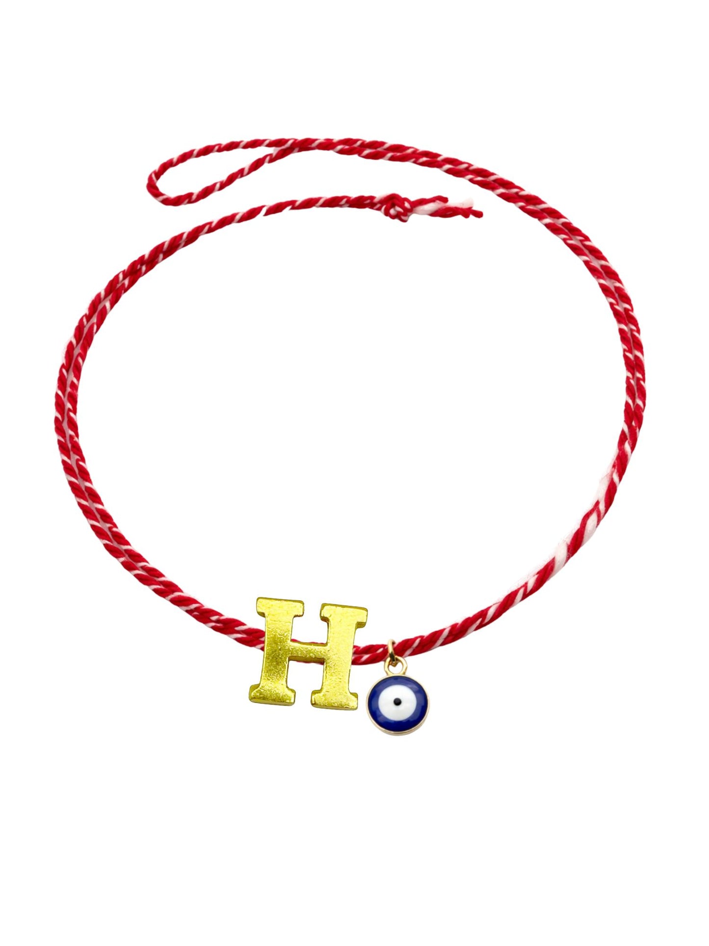 A TO Z Name Initial Letter Rakhi Bracelet With Dark Blue Evil Eye Charm for Bhai Bhaiya